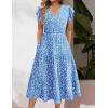imageZeagoo Womens Summer Casual Dresses Ruffle Sleeve V Neck Midi Dress Flowy Tiered Dress with Pockets Boho SundressesBluefloral Printed