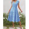 imageZeagoo Womens Summer Casual Dresses Ruffle Sleeve V Neck Midi Dress Flowy Tiered Dress with Pockets Boho SundressesBluefloral Printed