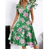 imageZeagoo Womens Summer Casual Dresses Ruffle Sleeve V Neck Midi Dress Flowy Tiered Dress with Pockets Boho SundressesGreen Pinkprinted