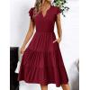 imageZeagoo Womens Summer Casual Dresses Ruffle Sleeve V Neck Midi Dress Flowy Tiered Dress with Pockets Boho SundressesWine Red