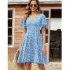 imageZeagoo Womens Summer Dress Casual Swing Floral Ruffle Short Sleeve Sundresses Beach Mini Aline Shift Dress 2025 with PocketsLight Blue Floral