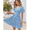 imageZeagoo Womens Summer Dress Casual Swing Floral Ruffle Short Sleeve Sundresses Beach Mini Aline Shift Dress 2025 with PocketsLight Blue Floral