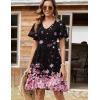 imageZeagoo Womens Summer Dress Casual Swing Floral Ruffle Short Sleeve Sundresses Beach Mini Aline Shift Dress 2025 with PocketsPink Black Floral