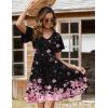 imageZeagoo Womens Summer Dress Casual Swing Floral Ruffle Short Sleeve Sundresses Beach Mini Aline Shift Dress 2025 with PocketsPink Black Floral