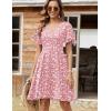 imageZeagoo Womens Summer Dress Casual Swing Floral Ruffle Short Sleeve Sundresses Beach Mini Aline Shift Dress 2025 with PocketsPink Floral