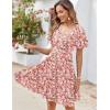 imageZeagoo Womens Summer Dress Casual Swing Floral Ruffle Short Sleeve Sundresses Beach Mini Aline Shift Dress 2025 with PocketsPink White Floral