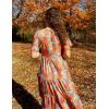 imageZeagoo Womens Summer Dress Midi Floral Flutter Short Sleeve Casual Dresses with Pockets Tiered Flowy Boho Beach DressFloral Orange