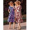 imageZeagoo Womens Summer Dress Midi Floral Flutter Short Sleeve Casual Dresses with Pockets Tiered Flowy Boho Beach DressFloral Red White