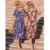 imageZeagoo Womens Summer Dress Midi Floral Flutter Short Sleeve Casual Dresses with Pockets Tiered Flowy Boho Beach DressFloral Red White