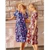 imageZeagoo Womens Summer Dress Midi Floral Flutter Short Sleeve Casual Dresses with Pockets Tiered Flowy Boho Beach DressFloral Red White