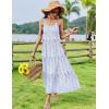 imageZeagoo Womens Summer Long Dress Adjustable Spaghetti Strap Floral Casual Dress with Pockets Flowy Tiered Beach Sundress02 Blue White Floral