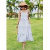 imageZeagoo Womens Summer Long Dress Adjustable Spaghetti Strap Floral Casual Dress with Pockets Flowy Tiered Beach Sundress02 Blue White Floral