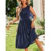 imageZeagoo Womens Summer Tank Midi Dress with Pockets Sleeveless ALine Dress Casual Floral TShirt Dress Flowy Beach Sundress01blue Round Dot