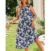 imageZeagoo Womens Summer Tank Midi Dress with Pockets Sleeveless ALine Dress Casual Floral TShirt Dress Flowy Beach Sundress01navy White Floral