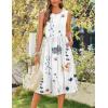 imageZeagoo Womens Summer Tank Midi Dress with Pockets Sleeveless ALine Dress Casual Floral TShirt Dress Flowy Beach Sundress02white Floral