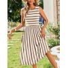 imageZeagoo Womens Summer Tank Midi Dress with Pockets Sleeveless ALine Dress Casual Floral TShirt Dress Flowy Beach SundressApricot White Stripe
