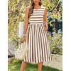 imageZeagoo Womens Summer Tank Midi Dress with Pockets Sleeveless ALine Dress Casual Floral TShirt Dress Flowy Beach SundressApricot White Stripe