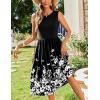 imageZeagoo Womens Summer Tank Midi Dress with Pockets Sleeveless ALine Dress Casual Floral TShirt Dress Flowy Beach SundressBlack Small Floral