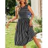 imageZeagoo Womens Summer Tank Midi Dress with Pockets Sleeveless ALine Dress Casual Floral TShirt Dress Flowy Beach SundressBlackwhite Stripe