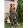 imageZeagoo Womens Summer Tank Midi Dress with Pockets Sleeveless ALine Dress Casual Floral TShirt Dress Flowy Beach SundressBlackwhite Stripe