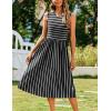 imageZeagoo Womens Summer Tank Midi Dress with Pockets Sleeveless ALine Dress Casual Floral TShirt Dress Flowy Beach SundressBlackwhite Stripe
