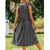 imageZeagoo Womens Summer Tank Midi Dress with Pockets Sleeveless ALine Dress Casual Floral TShirt Dress Flowy Beach SundressBlackwhite Stripe