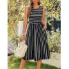 imageZeagoo Womens Summer Tank Midi Dress with Pockets Sleeveless ALine Dress Casual Floral TShirt Dress Flowy Beach SundressBlackwhite Stripe