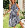 imageZeagoo Womens Summer Tank Midi Dress with Pockets Sleeveless ALine Dress Casual Floral TShirt Dress Flowy Beach SundressBlue Flower Print