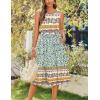 imageZeagoo Womens Summer Tank Midi Dress with Pockets Sleeveless ALine Dress Casual Floral TShirt Dress Flowy Beach SundressBlue Yellow Ethnic Print