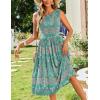 imageZeagoo Womens Summer Tank Midi Dress with Pockets Sleeveless ALine Dress Casual Floral TShirt Dress Flowy Beach SundressBohemian Green