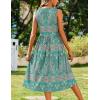 imageZeagoo Womens Summer Tank Midi Dress with Pockets Sleeveless ALine Dress Casual Floral TShirt Dress Flowy Beach SundressBohemian Green