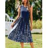 imageZeagoo Womens Summer Tank Midi Dress with Pockets Sleeveless ALine Dress Casual Floral TShirt Dress Flowy Beach SundressNavy Blue Floral