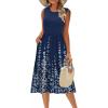 imageZeagoo Womens Summer Tank Midi Dress with Pockets Sleeveless ALine Dress Casual Floral TShirt Dress Flowy Beach SundressNavy Blue Floral