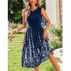 imageZeagoo Womens Summer Tank Midi Dress with Pockets Sleeveless ALine Dress Casual Floral TShirt Dress Flowy Beach SundressNavy Blue Floral