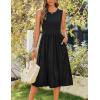 imageZeagoo Womens Summer Tank Midi Dress with Pockets Sleeveless ALine Dress Casual Floral TShirt Dress Flowy Beach SundressSolid Black