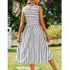 imageZeagoo Womens Summer Tank Midi Dress with Pockets Sleeveless ALine Dress Casual Floral TShirt Dress Flowy Beach SundressWhite Black Stripe2
