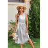 imageZeagoo Womens Summer Tank Midi Dress with Pockets Sleeveless ALine Dress Casual Floral TShirt Dress Flowy Beach SundressWhite Black Stripe2