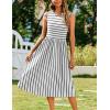 imageZeagoo Womens Summer Tank Midi Dress with Pockets Sleeveless ALine Dress Casual Floral TShirt Dress Flowy Beach SundressWhite Black Stripe2