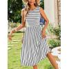 imageZeagoo Womens Summer Tank Midi Dress with Pockets Sleeveless ALine Dress Casual Floral TShirt Dress Flowy Beach SundressWhite Black Stripe2