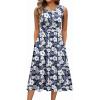 imageZeagoo Womens Summer Tank Midi Dress with Pockets Sleeveless ALine Dress Casual Floral TShirt Dress Flowy Beach Sundress01navy White Floral