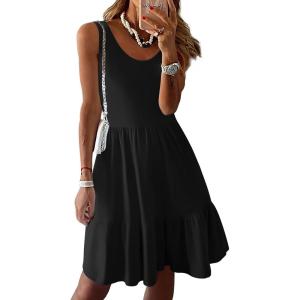 imageZeagoo Women Summer Dresses Sleeveless Casual Tank Dress Flowy Tiered Short Beach Dresses Womens Sundress with PocketsBlack