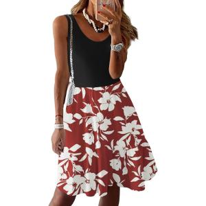 imageZeagoo Women Summer Dresses Sleeveless Casual Tank Dress Flowy Tiered Short Beach Dresses Womens Sundress with PocketsBurgundy White Floral
