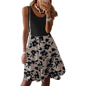 imageZeagoo Women Summer Dresses Sleeveless Casual Tank Dress Flowy Tiered Short Beach Dresses Womens Sundress with PocketsDusty Pink Floral