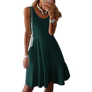 imageZeagoo Women Summer Dresses Sleeveless Casual Tank Dress Flowy Tiered Short Beach Dresses Womens Sundress with PocketsLake Green