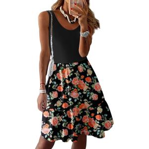 imageZeagoo Women Summer Dresses Sleeveless Casual Tank Dress Flowy Tiered Short Beach Dresses Womens Sundress with PocketsRose Pink Floral