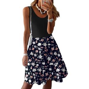 imageZeagoo Women Summer Dresses Sleeveless Casual Tank Dress Flowy Tiered Short Beach Dresses Womens Sundress with PocketsWhite Pink Floral