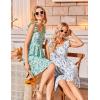 imageZeagoo Boho Mini Aline Dress 2025 Womens Summer Dress Casual Ruffle Tiered Floral Square Neck Sundresses Beach with PocketsBlue White Floral