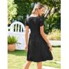 imageZeagoo Womens Summer Dress Mini Petal Short Sleeve Dresses Pleated Button Down V Neck Floral Beach Swing Vacation Dress 2025Black