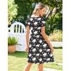 imageZeagoo Womens Summer Dress Mini Petal Short Sleeve Dresses Pleated Button Down V Neck Floral Beach Swing Vacation Dress 2025Floral Black White