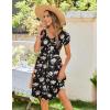 imageZeagoo Womens Summer Dress Mini Petal Short Sleeve Dresses Pleated Button Down V Neck Floral Beach Swing Vacation Dress 2025Floral Black White